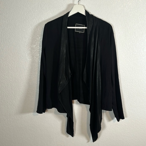 Rails Black Open Front Blazer Faux Leather Look Size Medium - Picture 1 of 7